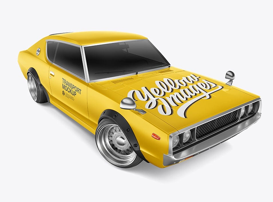 Retro Sport Car Mockup - Half Side View 2 Retro Sport Car Mockup - Half Side View