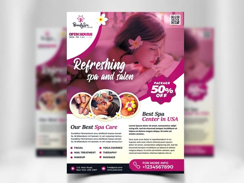 Best Free Flyer Templates 262 Spa Wellness Flyer Template PSD