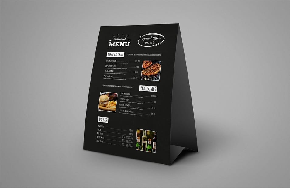 Table Tent Menu Mockup 2 Table Tent Menu Mockup