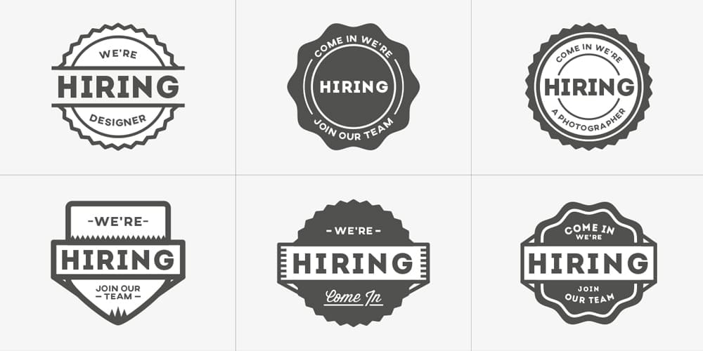 Were Hiring Vector Badges