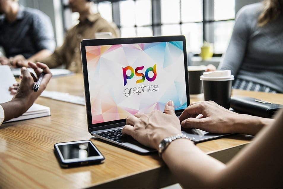 Woman Working on Macbook Mockup 2 Woman Working on Macbook Mockup