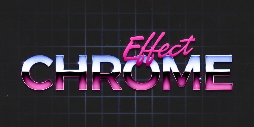 80s Chrome Text Effect PSD