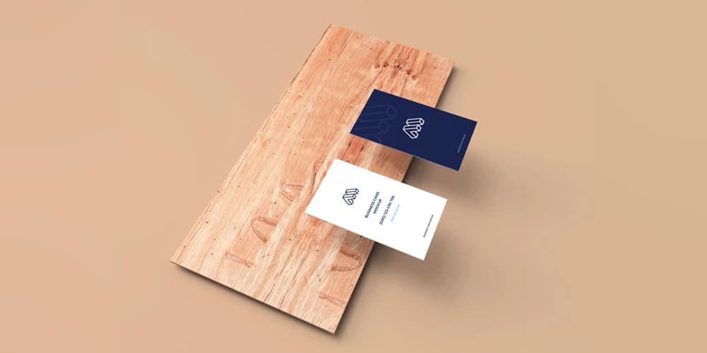 100+ Free Business Card Mockups PSD 243 Business Cards Mockup Above Plank