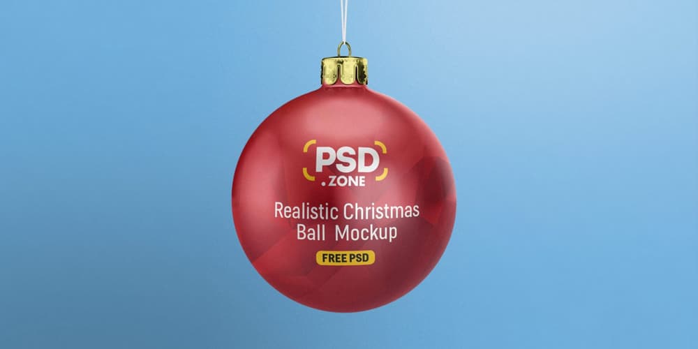 Free Scene Creators and Mockups for Christmas Greetings 53 Christmas Ball Mockup PSD