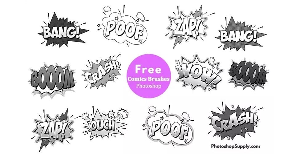 Collection of Best Photoshop Brushes 291 Comic Book Sound Effects Brushes