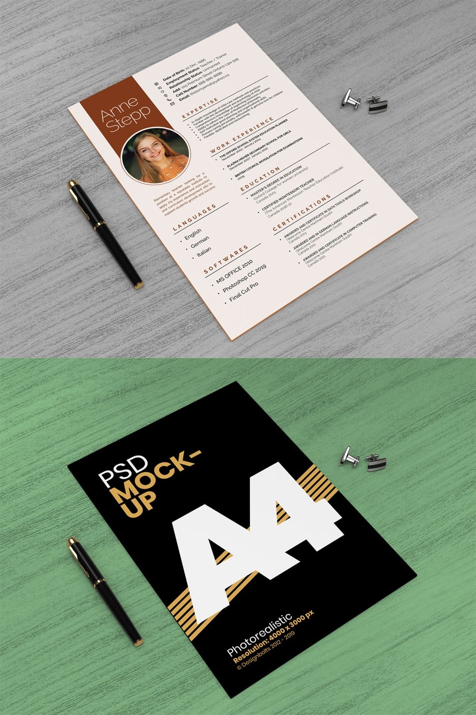 Free A4 Paper Flyer / Resume Mockup PSD 2 Free A4 Paper Flyer / Resume Mockup PSD