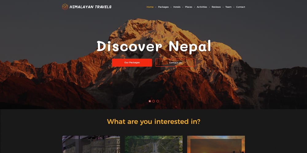 Free Himalayan Travels Template PSD