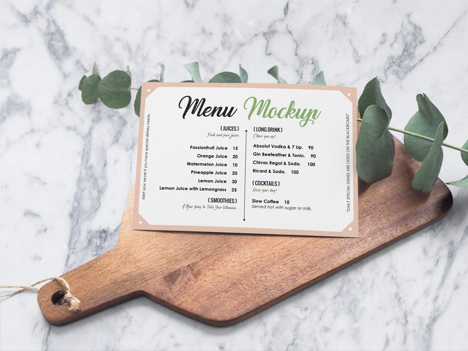 Free Landscape Hotel / Restaurant Menu Mockup PSD 2 Free Landscape Hotel / Restaurant Menu Mockup PSD