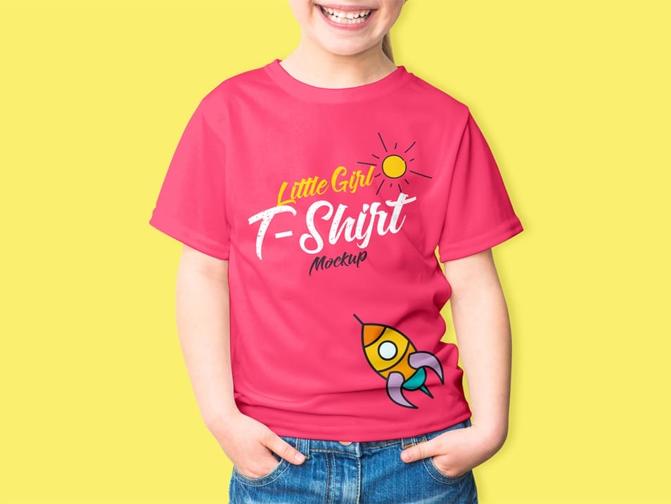 Free Little Girl T-Shirt Mockup PSD 2 Free Little Girl T-Shirt Mockup PSD