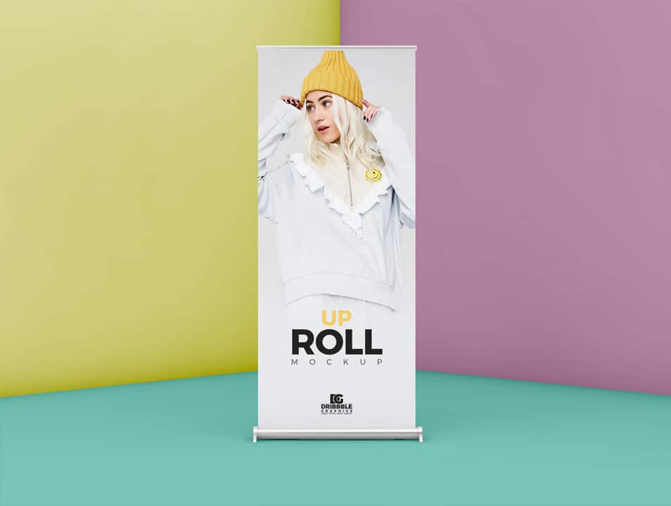 Free Modern Roll up Mockup PSD 2 Free Modern Roll up Mockup PSD