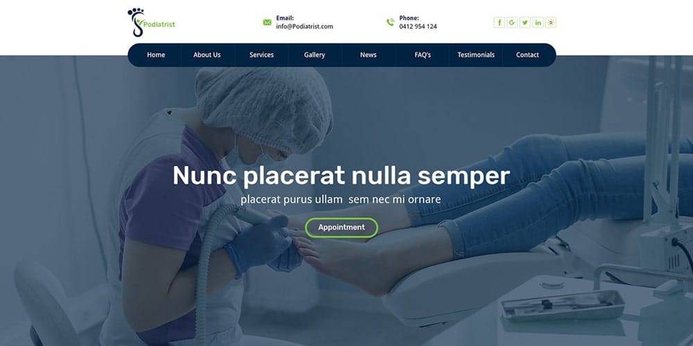 Podiatrist - Dental Clinic Web Template PSD