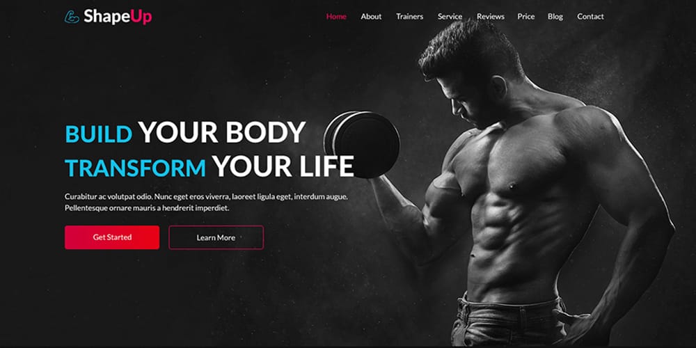 ShapeUp Gym Website Template PSD