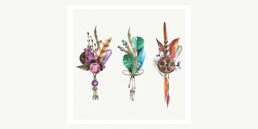 Free Watercolor Elements for Designers 109 Watercolor Boho Set