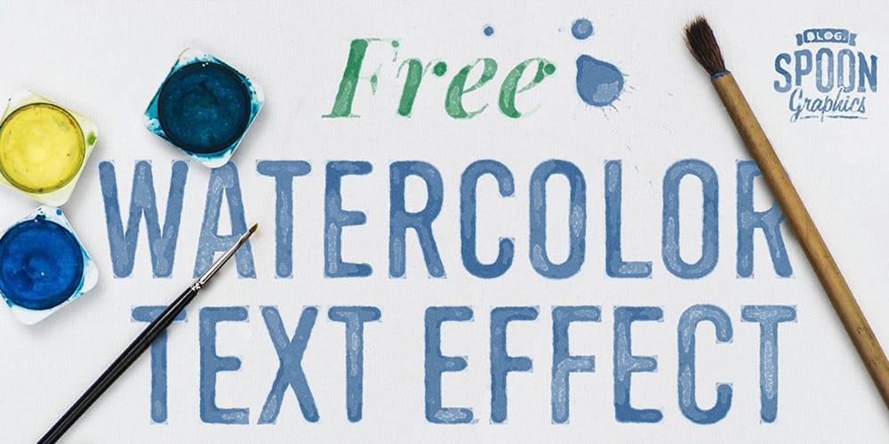Free Watercolor Elements for Designers 121 Watercolour Text Effect Smart PSD