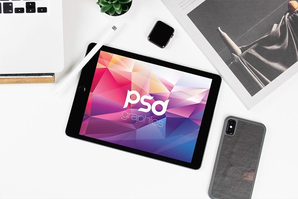 iPad Flat Lay Mockup PSD 2 iPad Flat Lay Mockup PSD