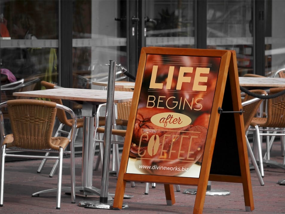 Cafeteria Sign Board Mockup PSD 2 Cafeteria Sign Board Mockup PSD
