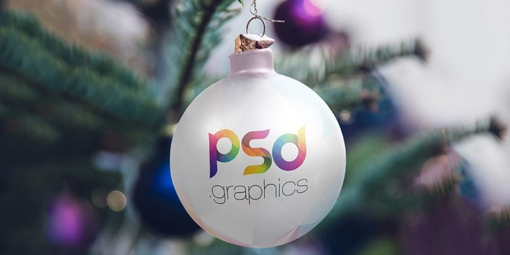 Free Scene Creators and Mockups for Christmas Greetings 35 Christmas Tree Ball Ornaments Mockup