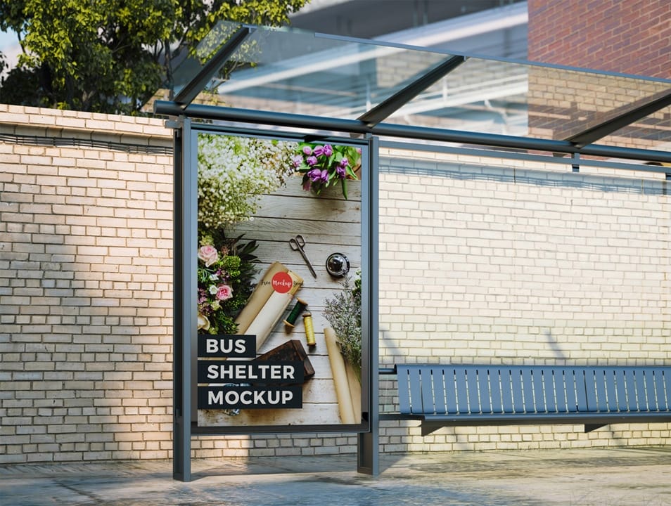 Free Bus Shelter Mockup For Outdoor Advertisement 2 Free Bus Shelter Mockup For Outdoor Advertisement