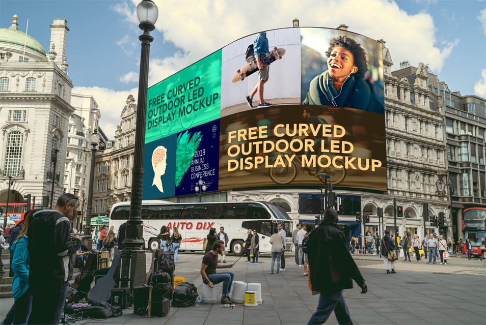 Free Curved Outdoor Led Display Mockup 2 Free Curved Outdoor Led Display Mockup