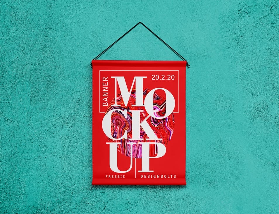 Free Hanging Banner Mockup PSD 2 Free Hanging Banner Mockup PSD