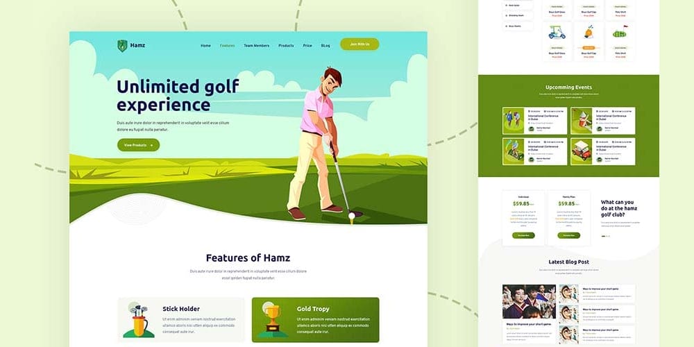 Best Free Web Templates 2023 368 HAMZ Template for Golf Sports