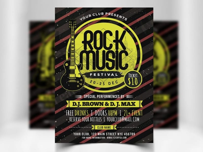 Best Free Flyer Templates 198 Rock Music Festival Template PSD