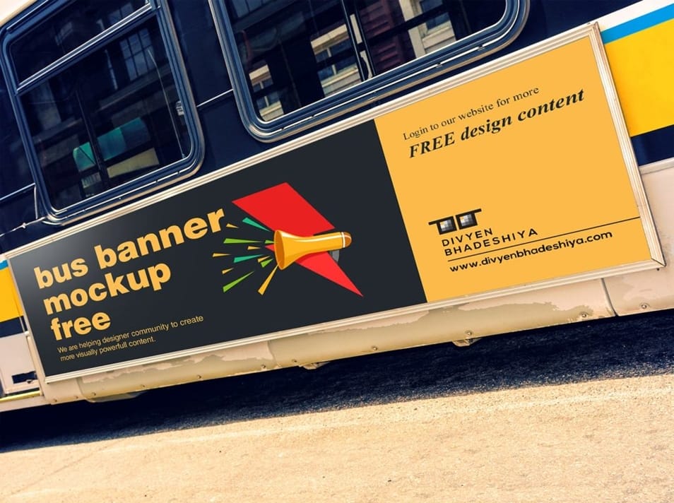 Bus Banner Mockup PSD 2 Bus Banner Mockup PSD