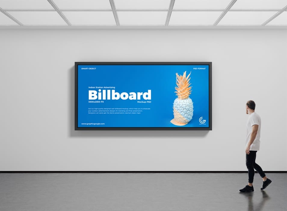 Free Indoor Station Advertising Billboard Mockup PSD 2 Free Indoor Station Advertising Billboard Mockup PSD