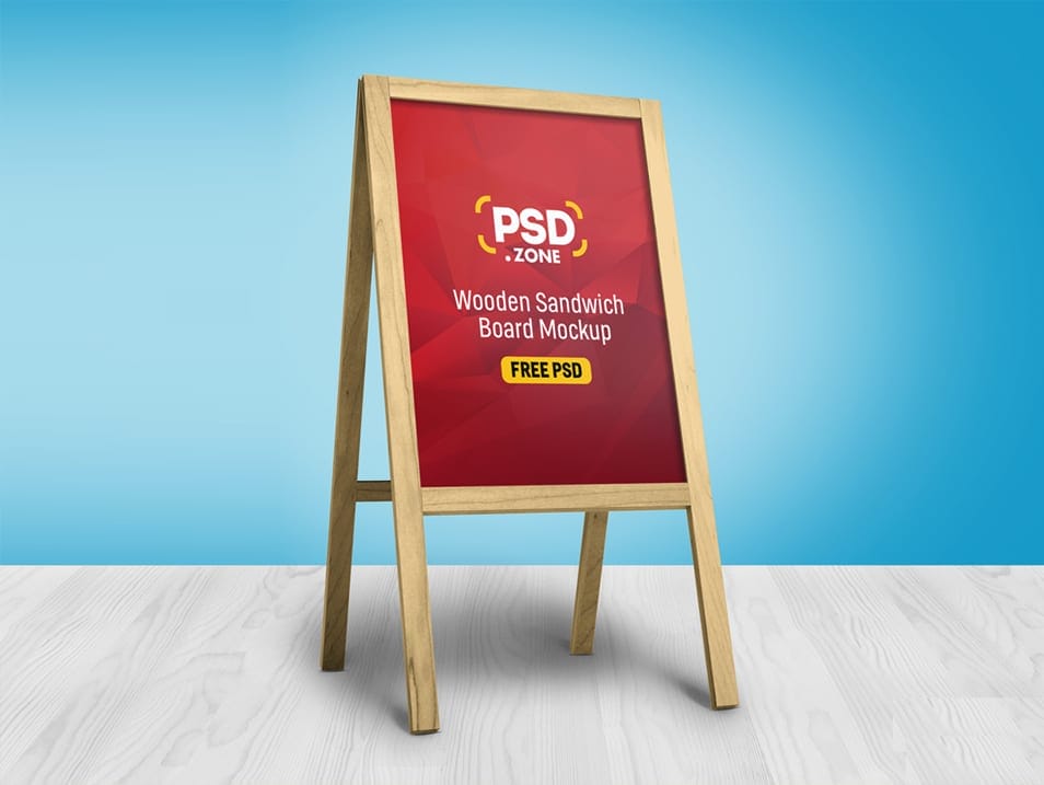 Wooden Sandwich Board Mockup PSD 2 Wooden Sandwich Board Mockup PSD
