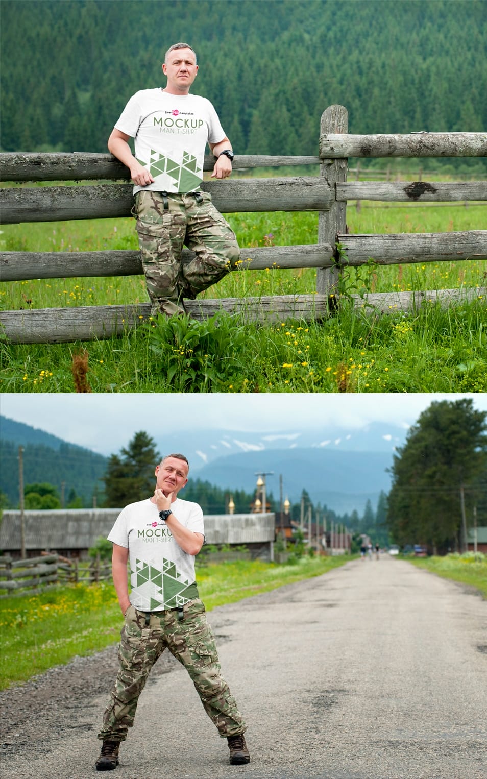 2 Free Man T-Shirt Mock-ups in PSD 2 2 Free Man T-Shirt Mock-ups in PSD