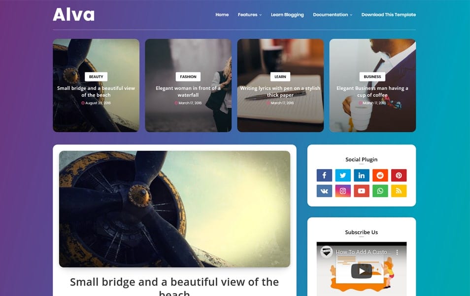 300+ Best Free Responsive Blogger Templates 2025 158 Alva Responsive Blogger Template