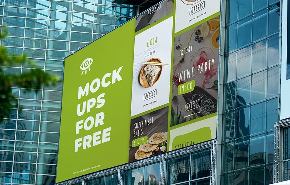 Billboard On Building Mockup 2 Billboard On Building Mockup