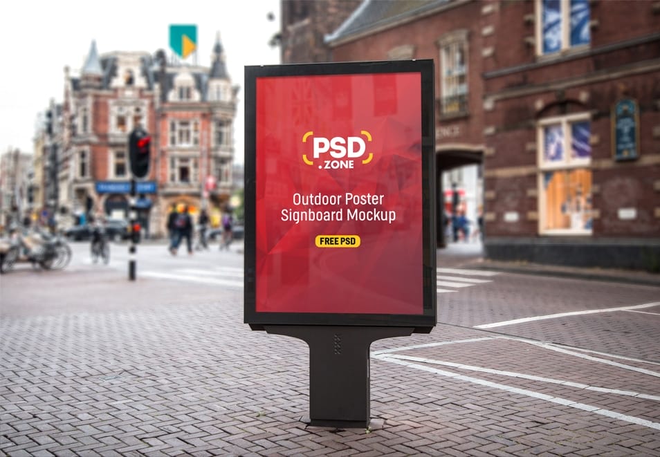 Outdoor Poster Signboard Mockup PSD 2 Outdoor Poster Signboard Mockup PSD