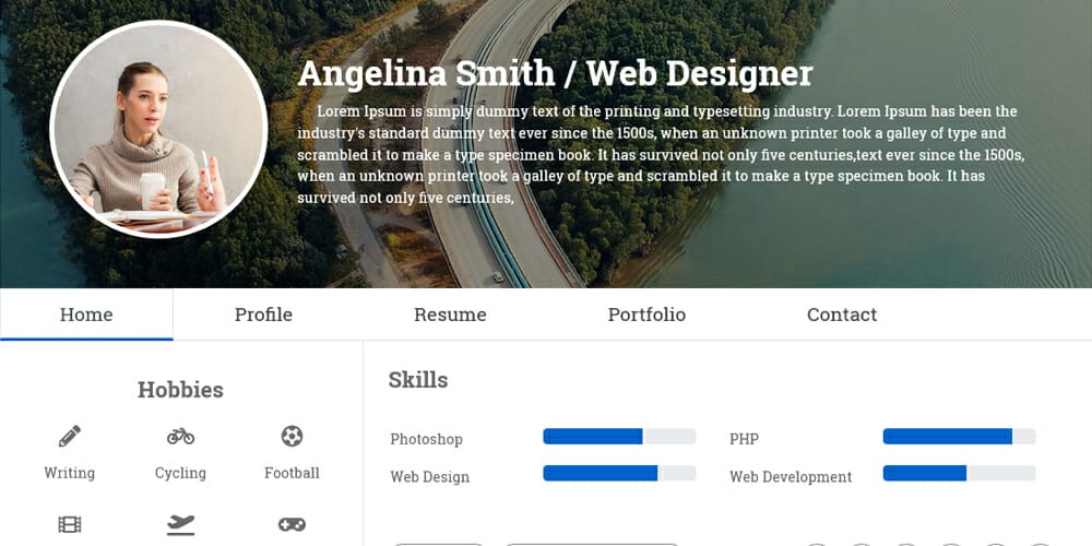 Professional Resume Bootstrap HTML Web Template