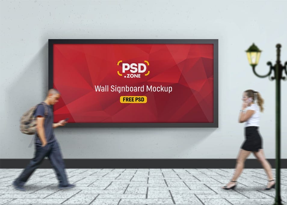 Road Side Wall Signboard Mockup Free PSD 2 Road Side Wall Signboard Mockup Free PSD