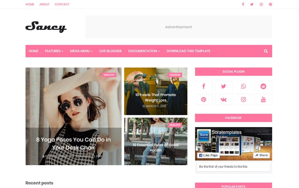 300+ Best Free Responsive Blogger Templates 2025 386 Sancy Responsive Blogger Template