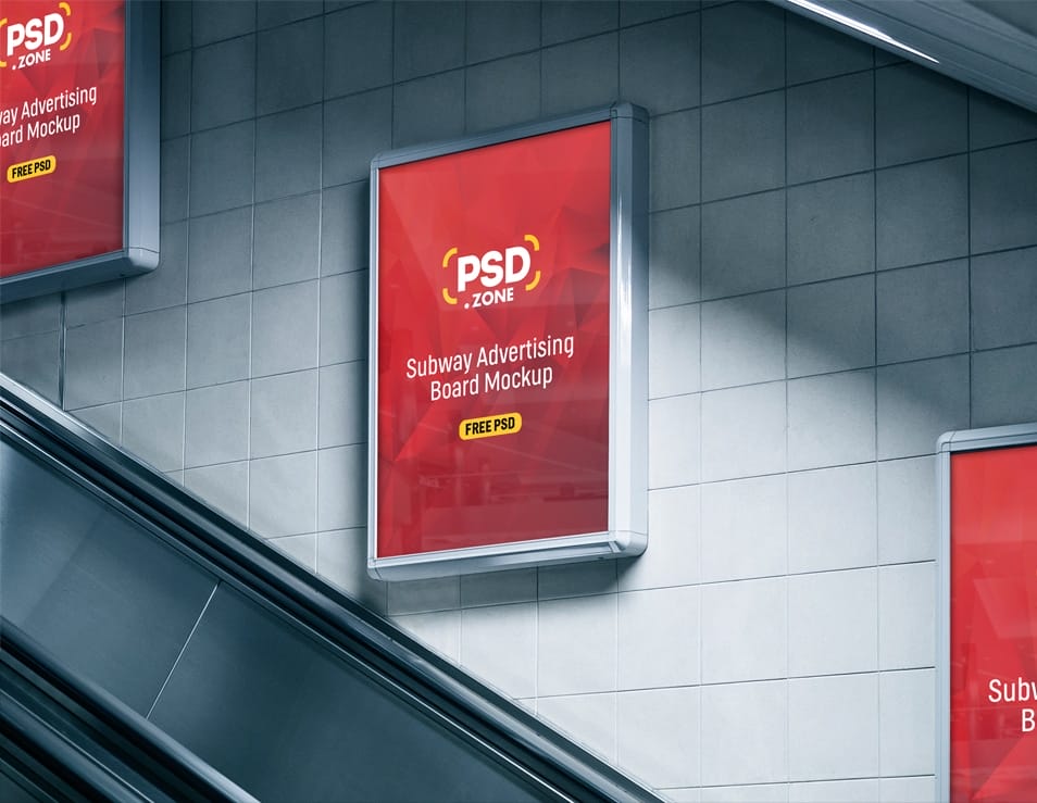 Subway Advertising Board Mockup PSD 2 Subway Advertising Board Mockup PSD