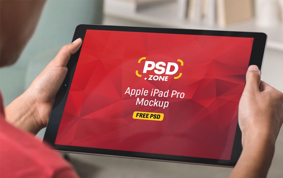 iPad Pro in Hand Mockup PSD 2 iPad Pro in Hand Mockup PSD