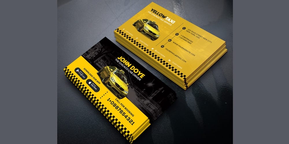 100+ Free Business Cards PSD 350 Taxi Service Creative Business Card Template