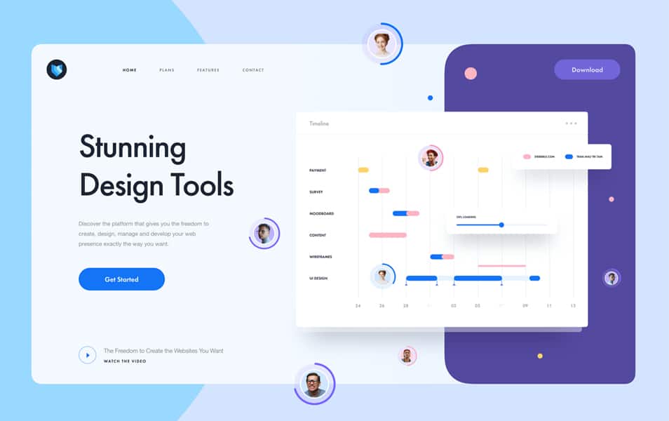 Huge Collection of Free and Premium UI Design Kits 9 Design Tool Landing Page