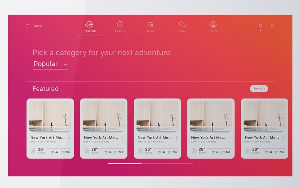 Huge Collection of Free and Premium UI Design Kits 17 Explore Atlas: A travel app UI kit