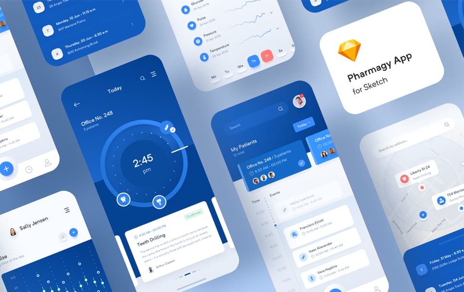 Huge Collection of Free and Premium UI Design Kits 7 FREE Pharmagy Medical App