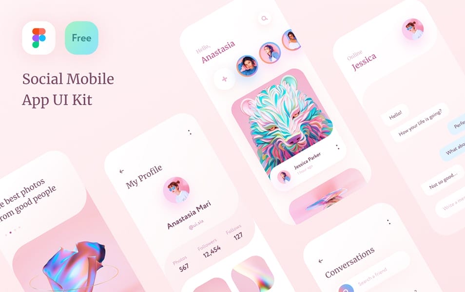 FREE Social Mobile App UI Kit