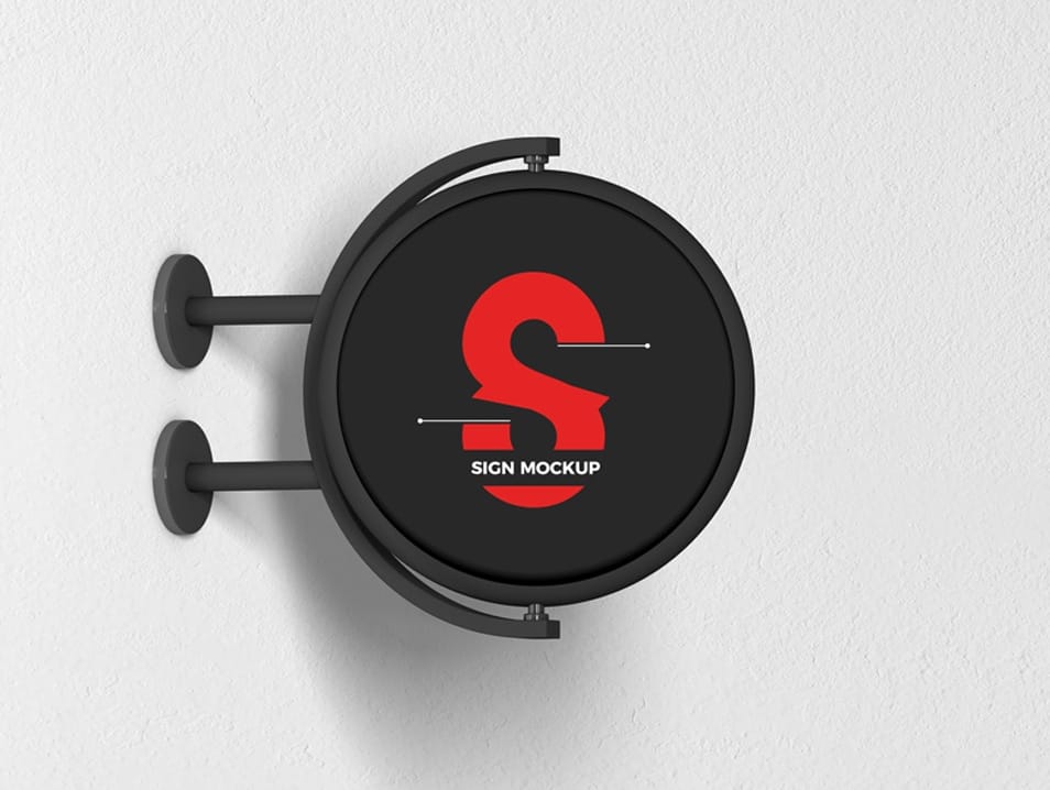 Free Modern Advertising Round Sign Mockup 2 Free Modern Advertising Round Sign Mockup
