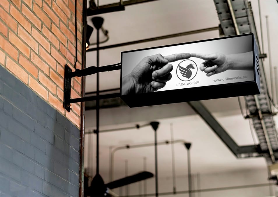 Free Hanging Wall Signage Mockup 2 Free Hanging Wall Signage Mockup