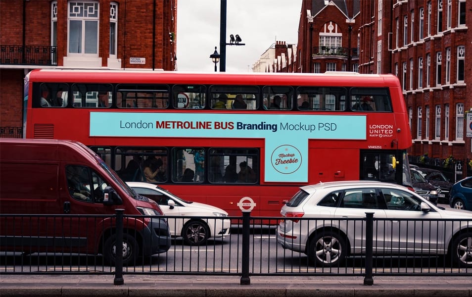 Free London Metroline Vehicle Bus Branding Mockup PSD 2 Free London Metroline Vehicle Bus Branding Mockup PSD