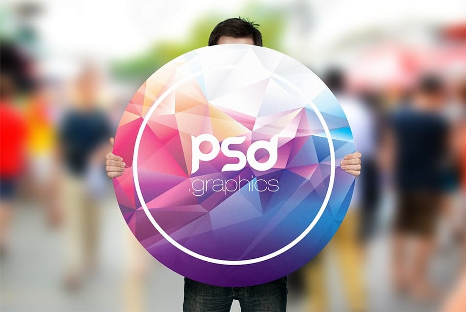 Man Holding Round Board Mockup Template 2 Man Holding Round Board Mockup Template