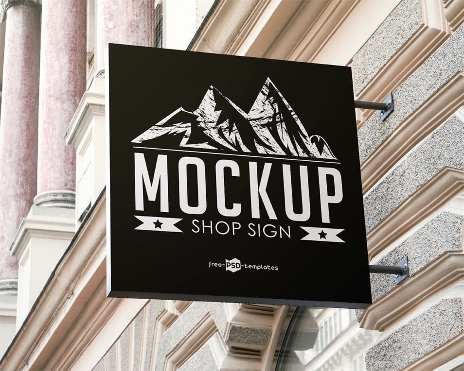 Free Shop Sign Mock-up in PSD 2 Free Shop Sign Mock-up in PSD