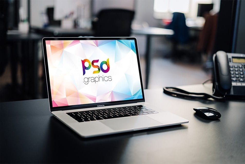 MacBook Pro in Office Mockup 2 MacBook Pro in Office Mockup