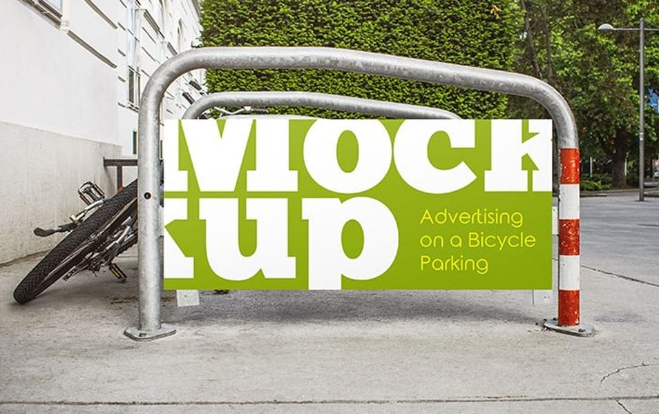 Free Advertising on a Bicycle Parking MockUp 2 Free Advertising on a Bicycle Parking MockUp